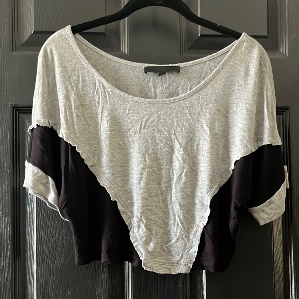 Stylish Gray and Black Women's Crop Top